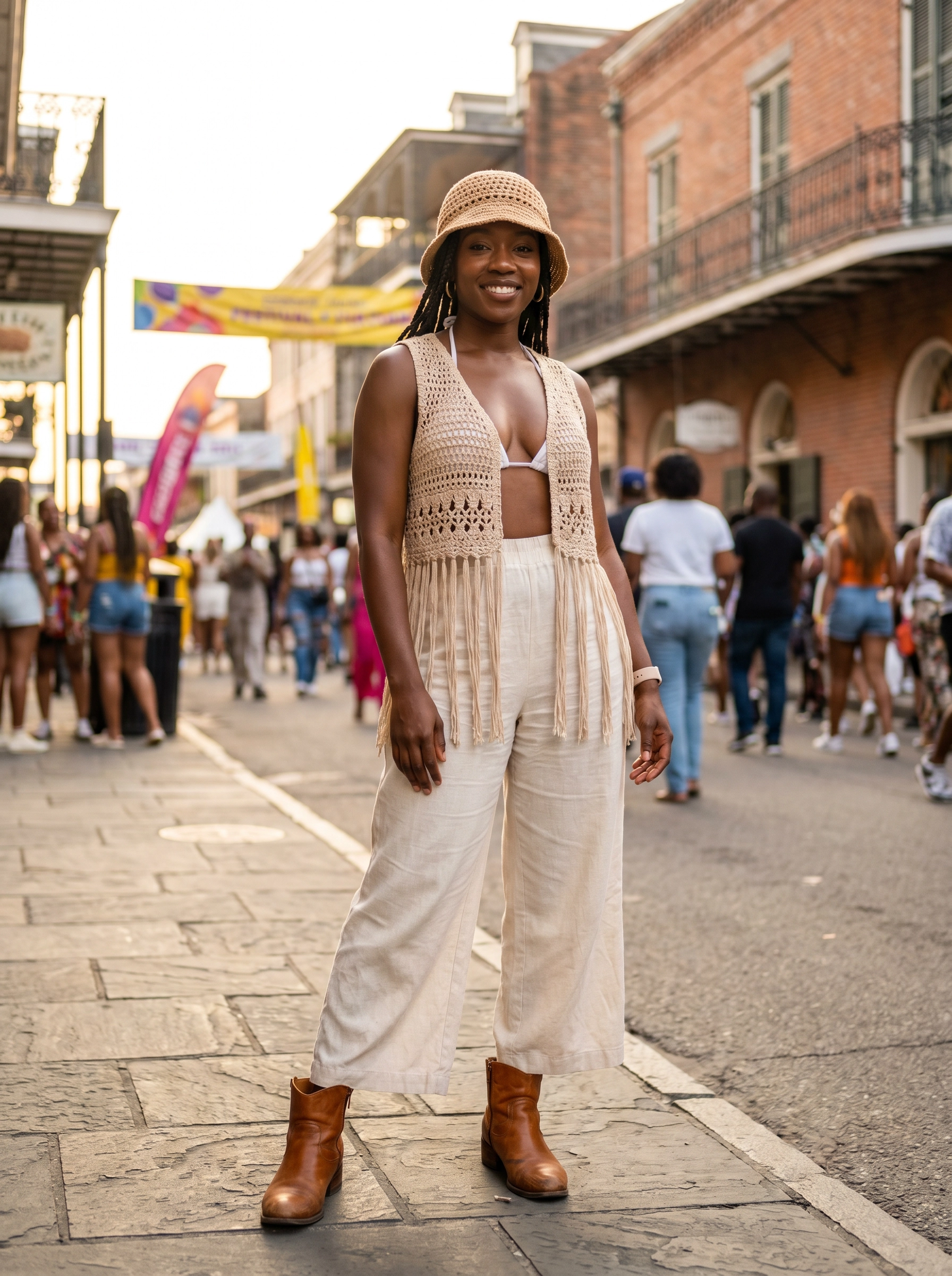 Essence Festival crochet coverup look — classic