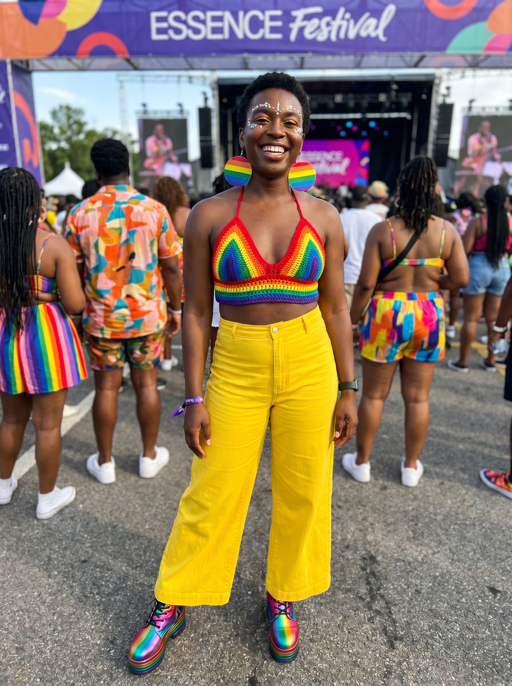Essence Festival crochet coverup look — LGBT Pride outlandish