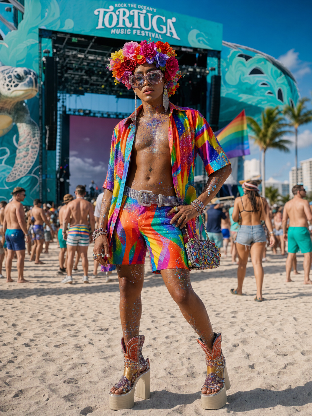 Tortuga elevated beach country look — LGBT Pride outlandish